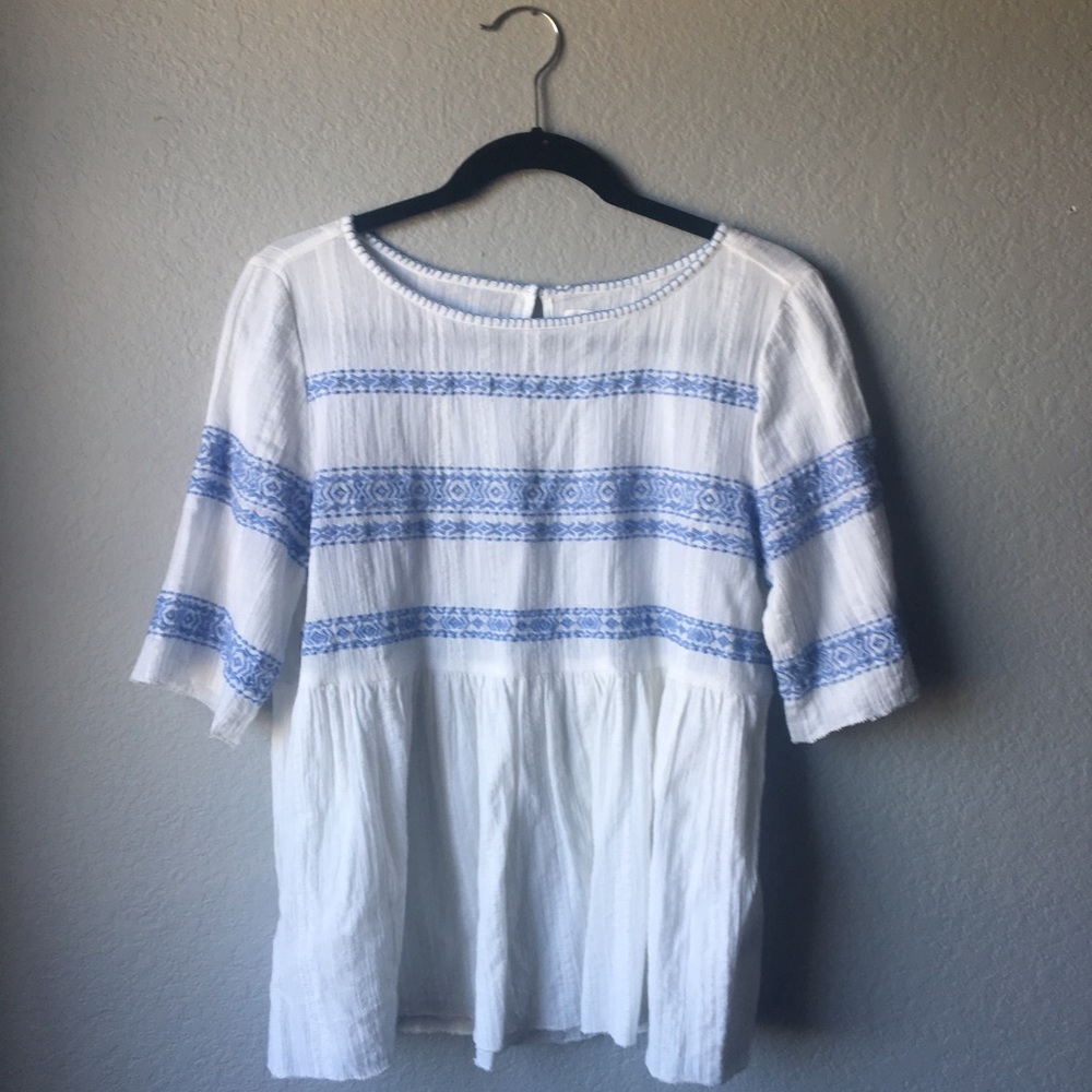 Cute white and light blue blouse